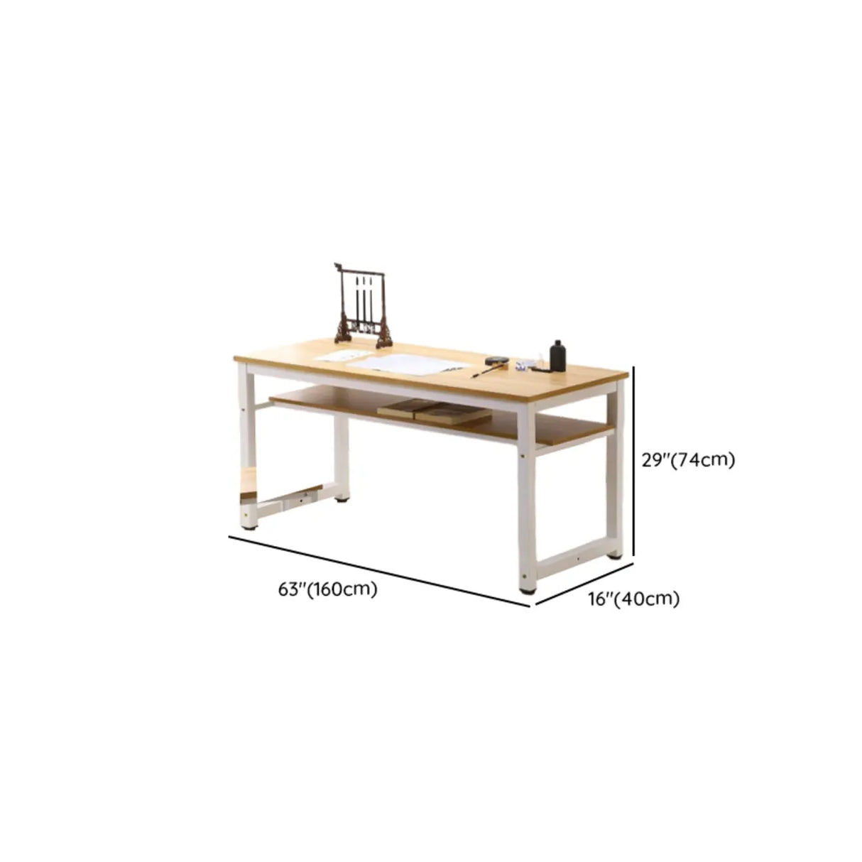 Classroom Natural Finish Wood Double Kids Study Desk Image - 29