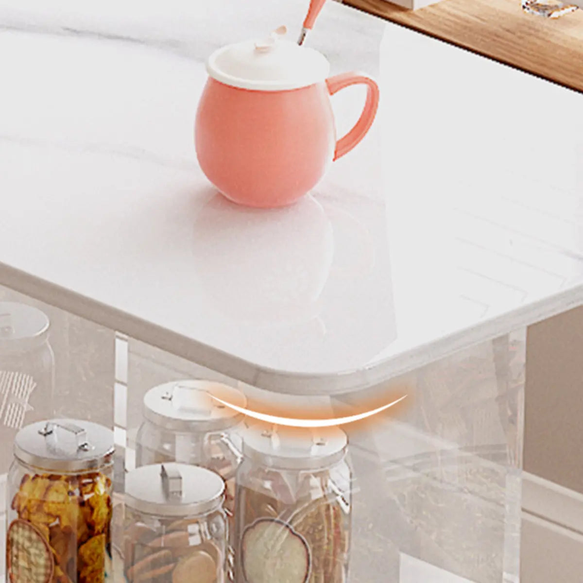 Clear Acrylic Shelves Black Rectangular Slate Bar Table Image - 5