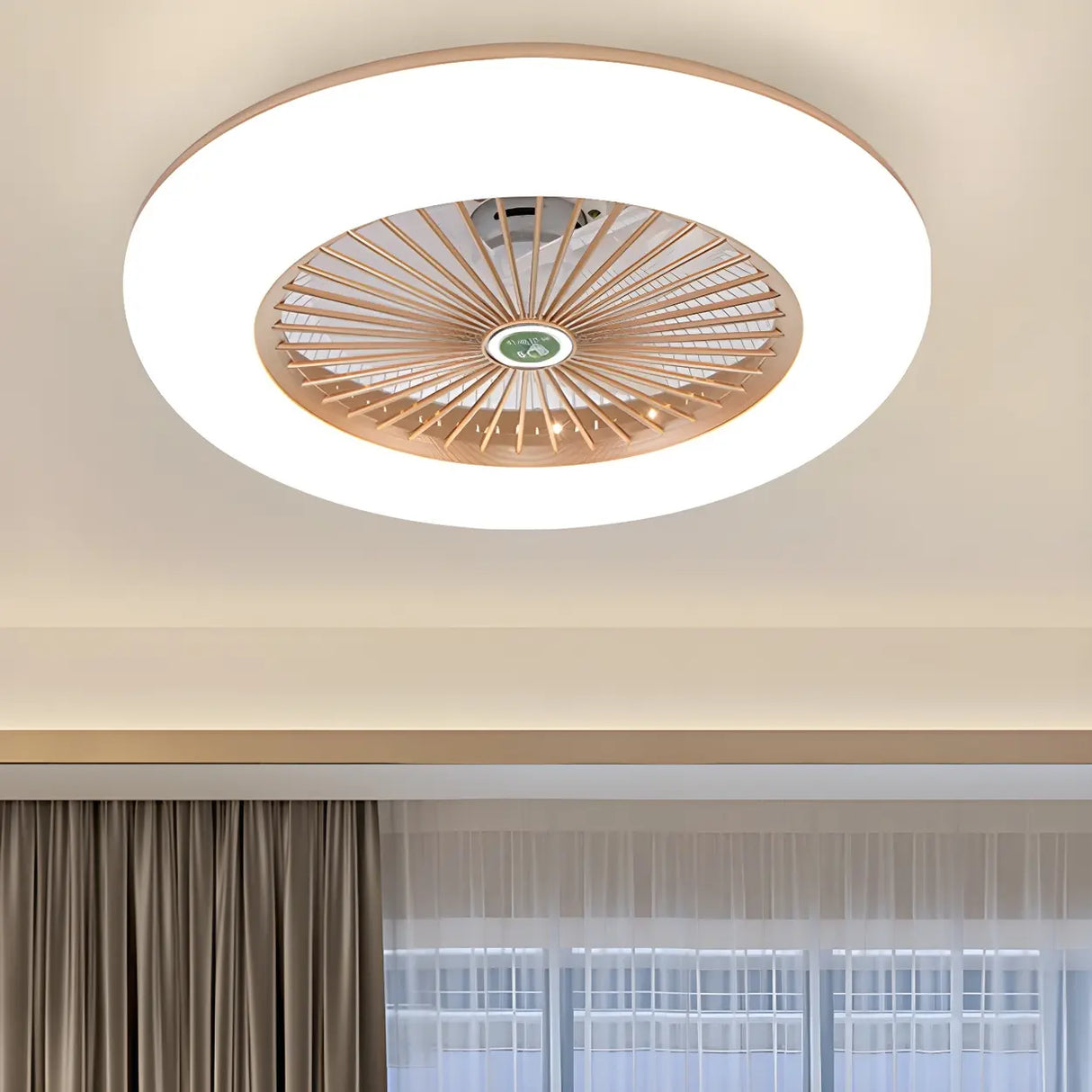 Clear Fan Blade Round Metal LED Ceiling Fan with Light Image - 1