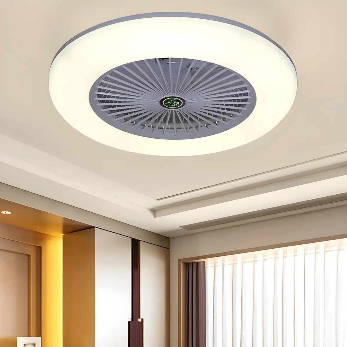 Clear Fan Blade Round Metal LED Ceiling Fan with Light Image - 4