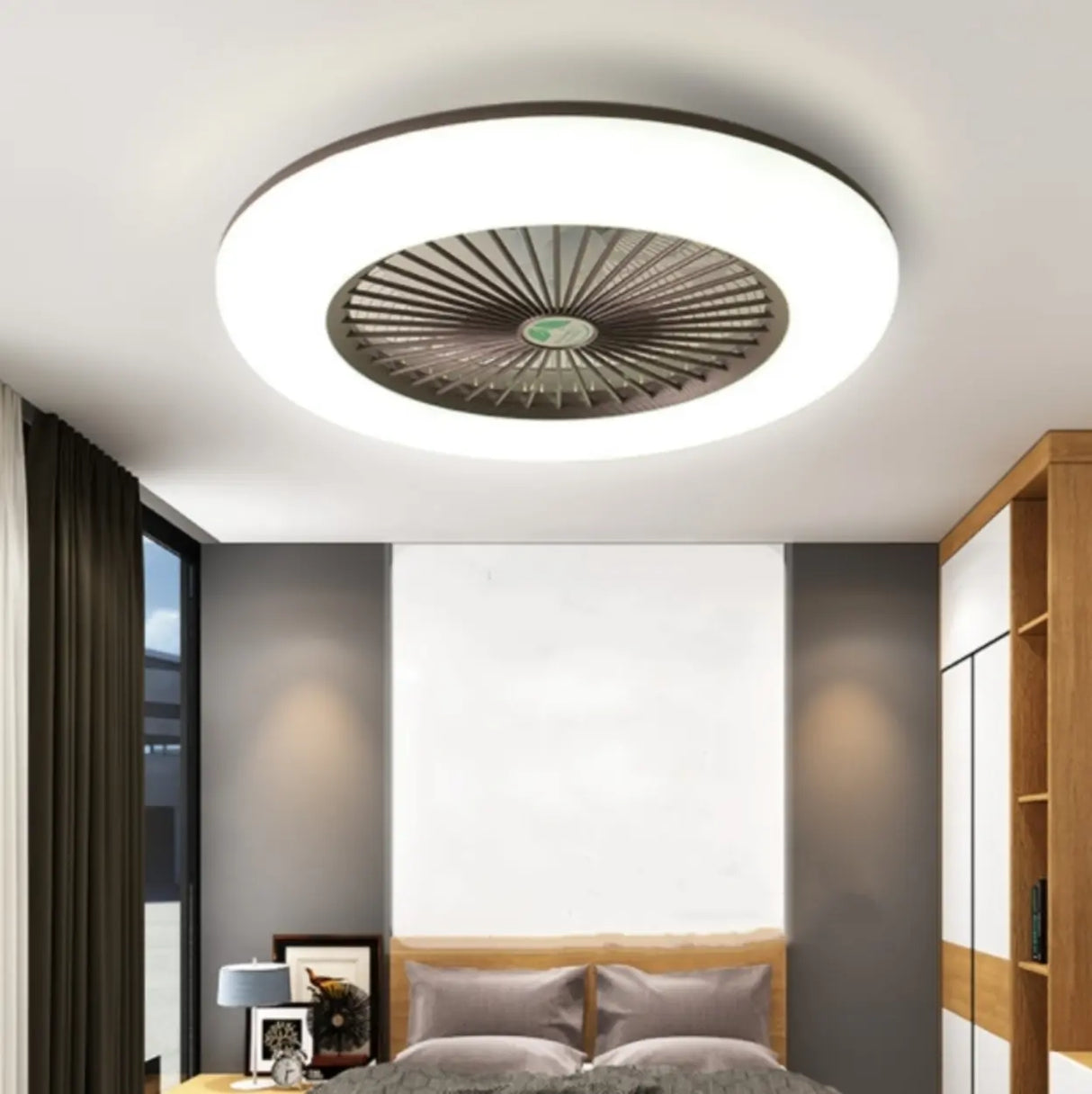 Clear Fan Blade Round Metal LED Ceiling Fan with Light Image - 5