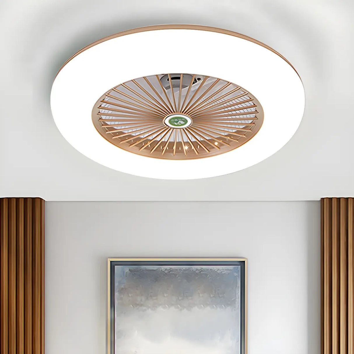 Clear Fan Blade Round Metal LED Ceiling Fan with Light Image - 6