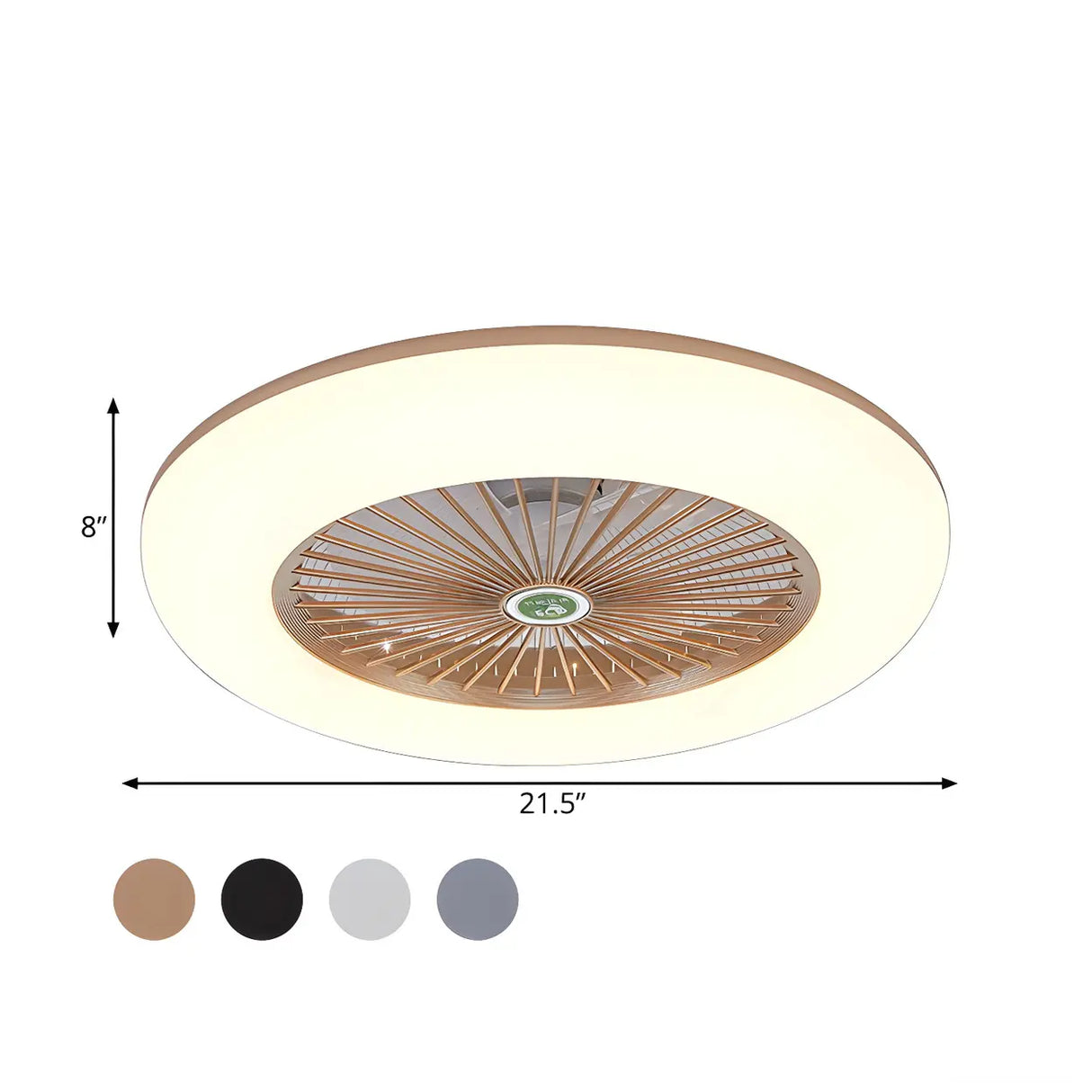 Clear Fan Blade Round Metal LED Ceiling Fan with Light