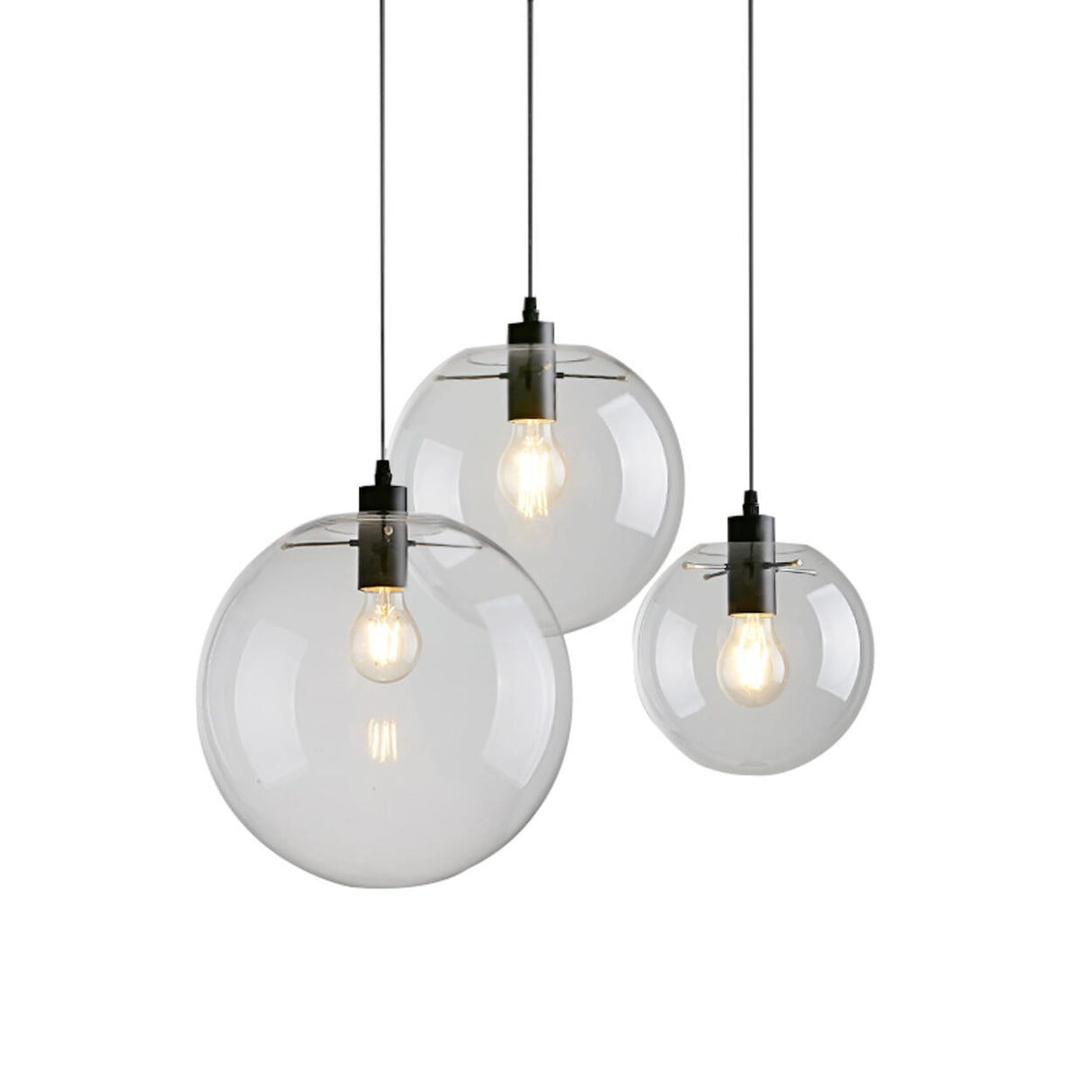 Clear Glass Globe Pendant Light Adjustable Height Image - 10