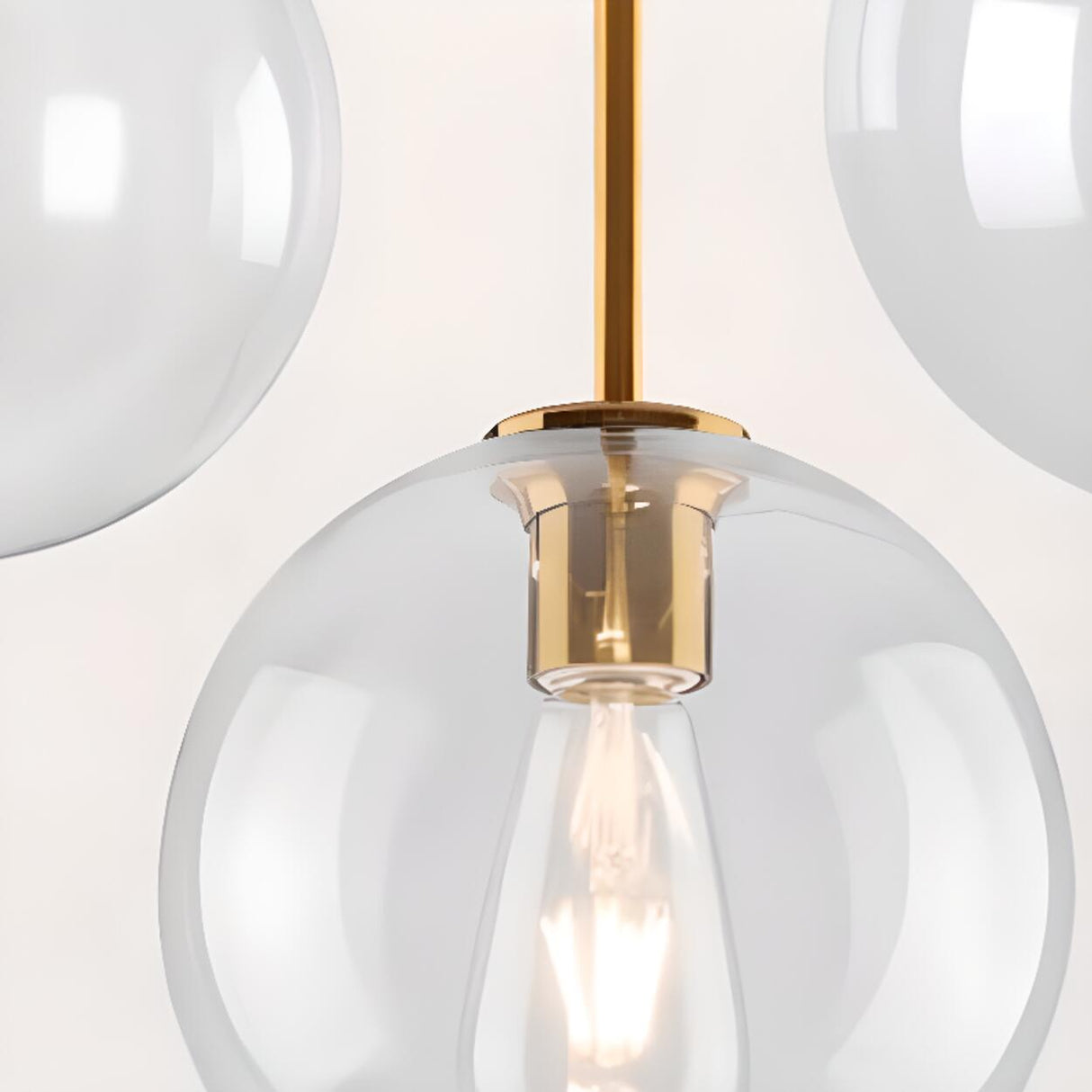 Clear Glass Globe Pendant Light Adjustable Height Image - 15