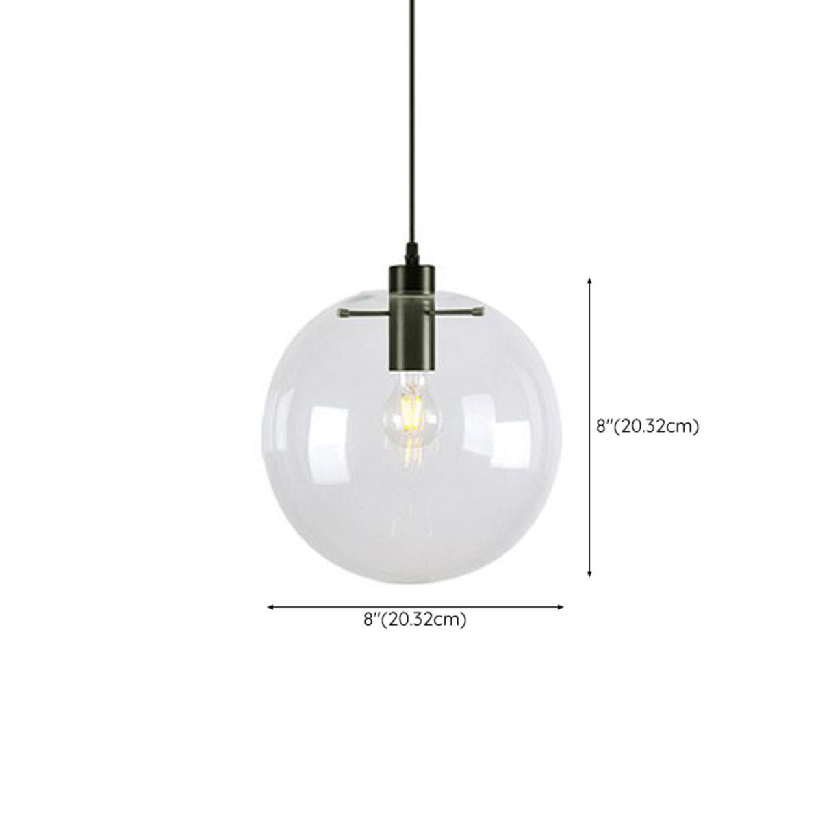 Clear Glass Globe Pendant Light Adjustable Height