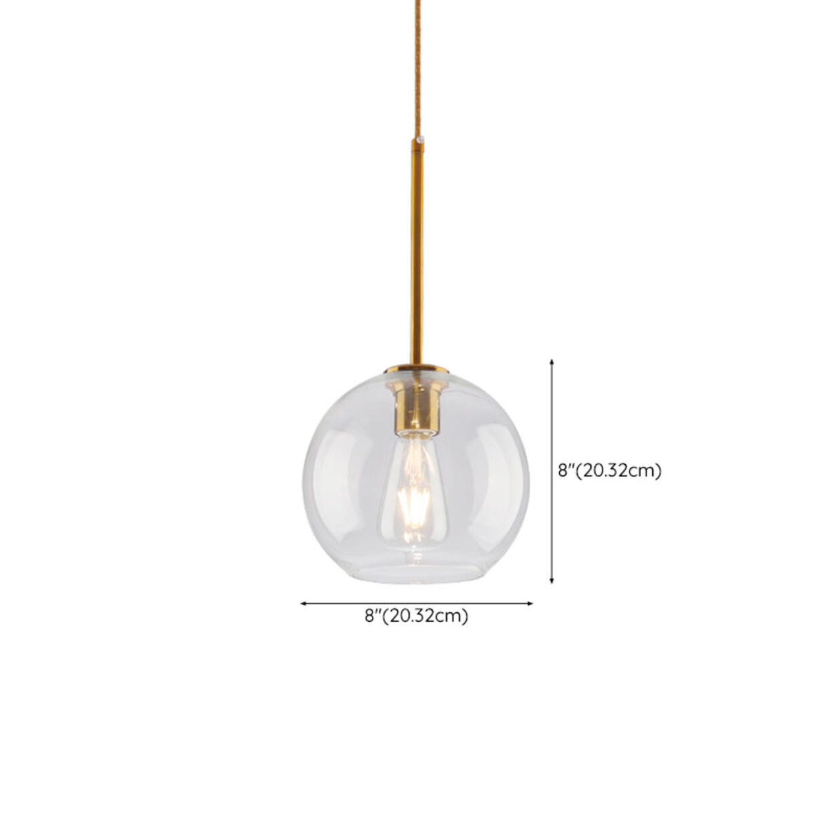 Clear Glass Globe Pendant Light Adjustable Height Image - 21