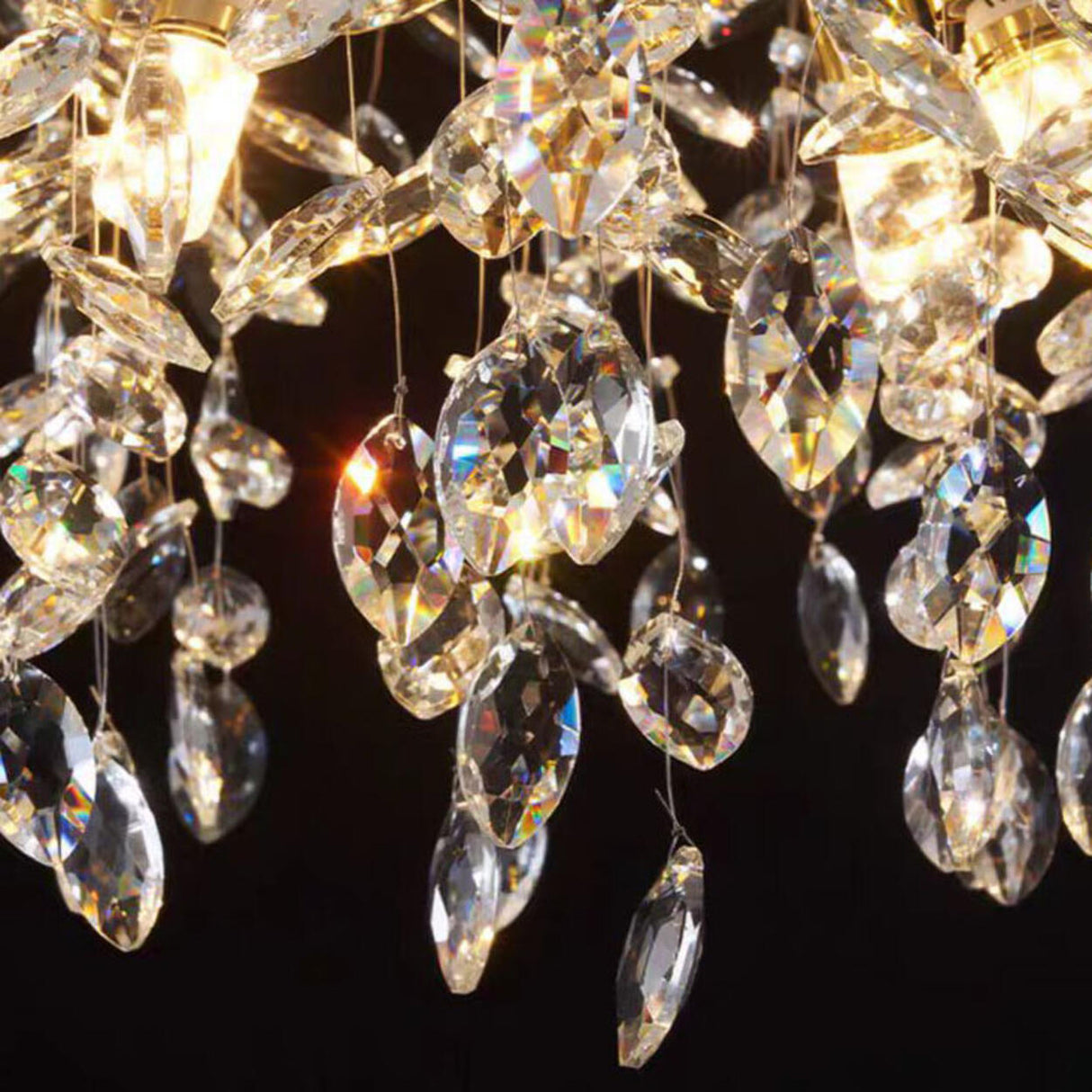 Clear Hanging Light Gold Crystal Branch Chandelier Image - 10