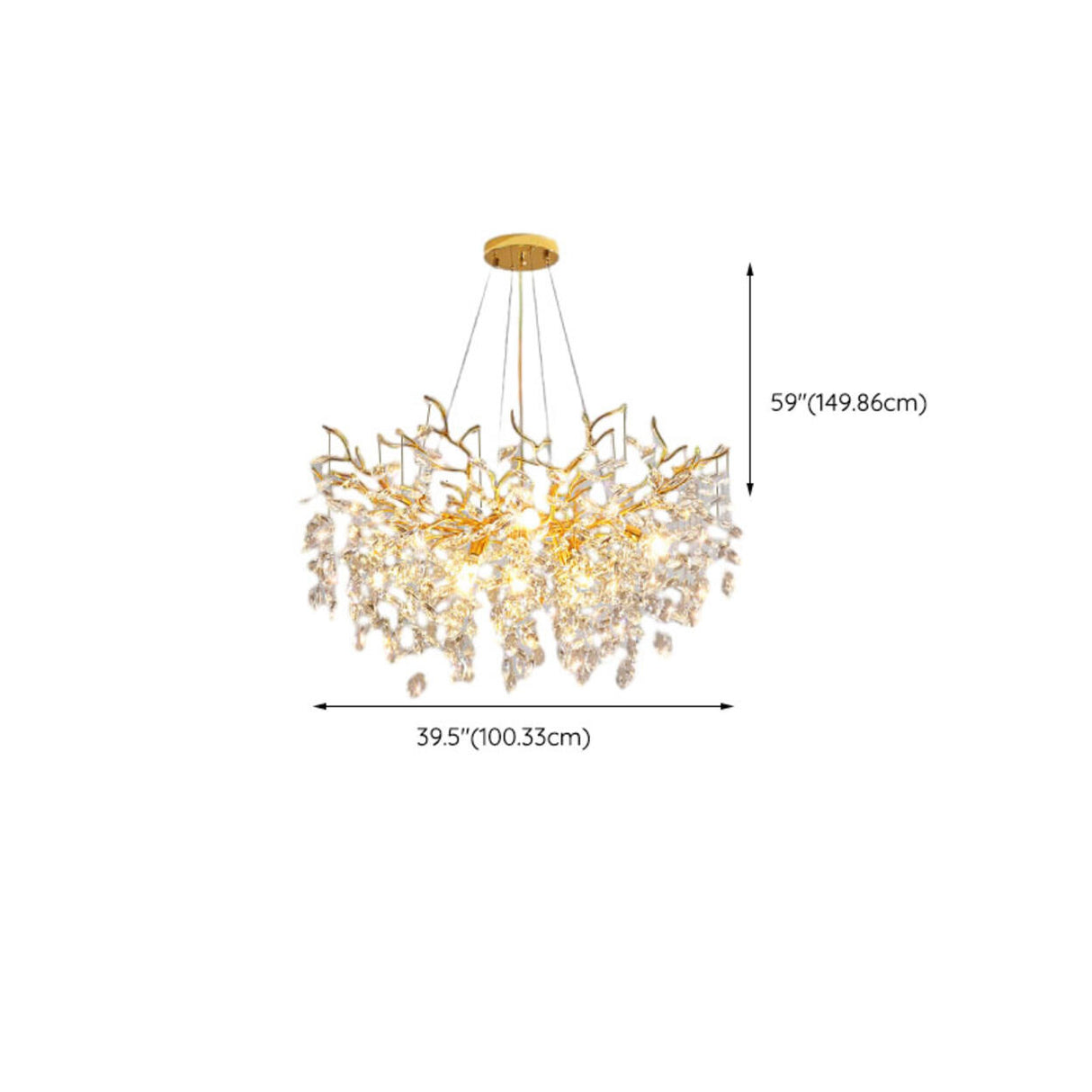 Clear Hanging Light Gold Crystal Branch Chandelier Image - 14