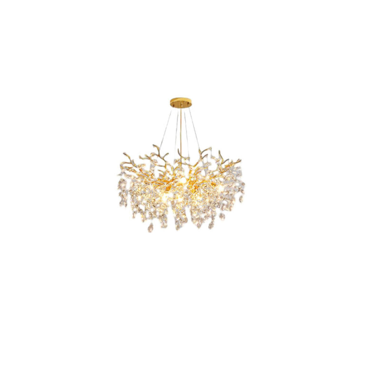 Clear Hanging Light Gold Crystal Branch Chandelier Image - 8