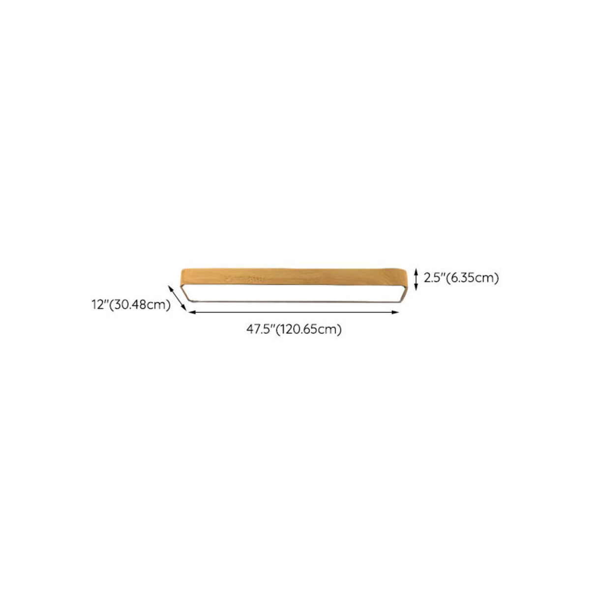 Cloakroom Wood Rectangular LED Flush Mount Ceiling Lamp Image - 15