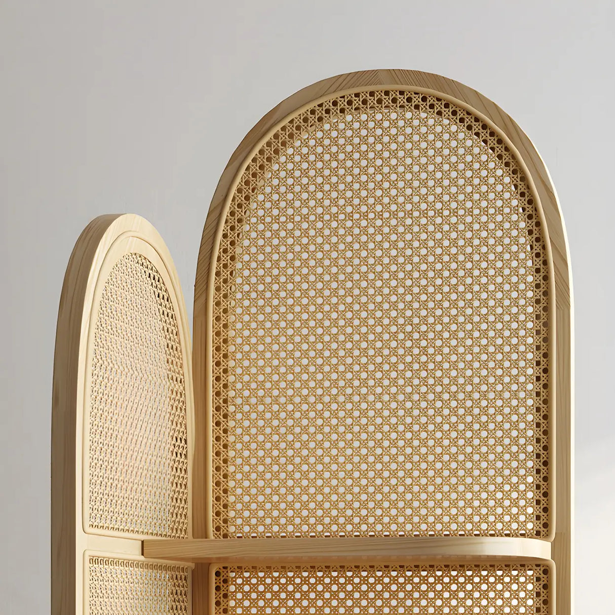 Closed Back 4 Shelves Curved Rattan Corner Bookcase Image - 8