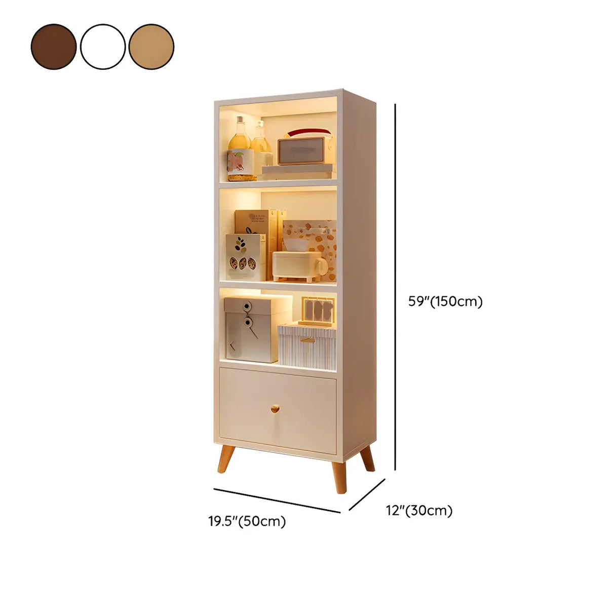 Closed Back Vertical Rustic Wooden Storage Bookcase Image - 25