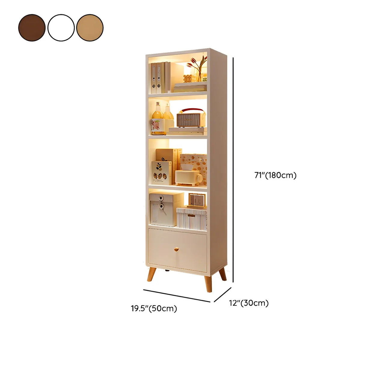 Closed Back Vertical Rustic Wooden Storage Bookcase Image - 26