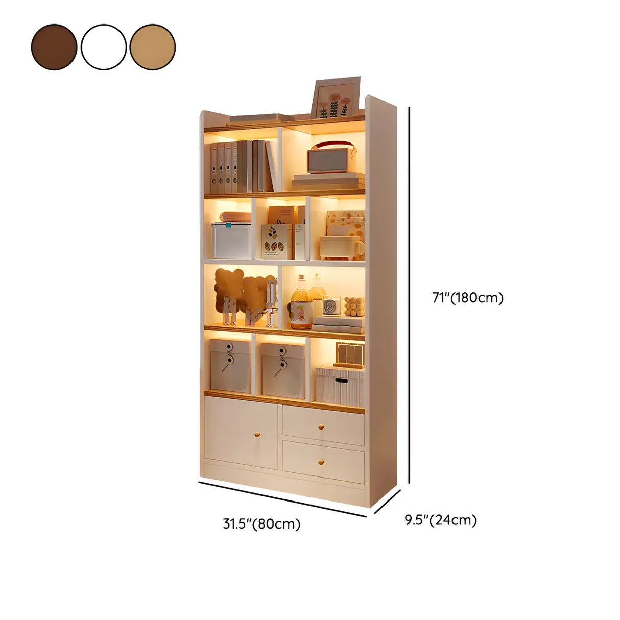 Closed Back Vertical Rustic Wooden Storage Bookcase Image - 23