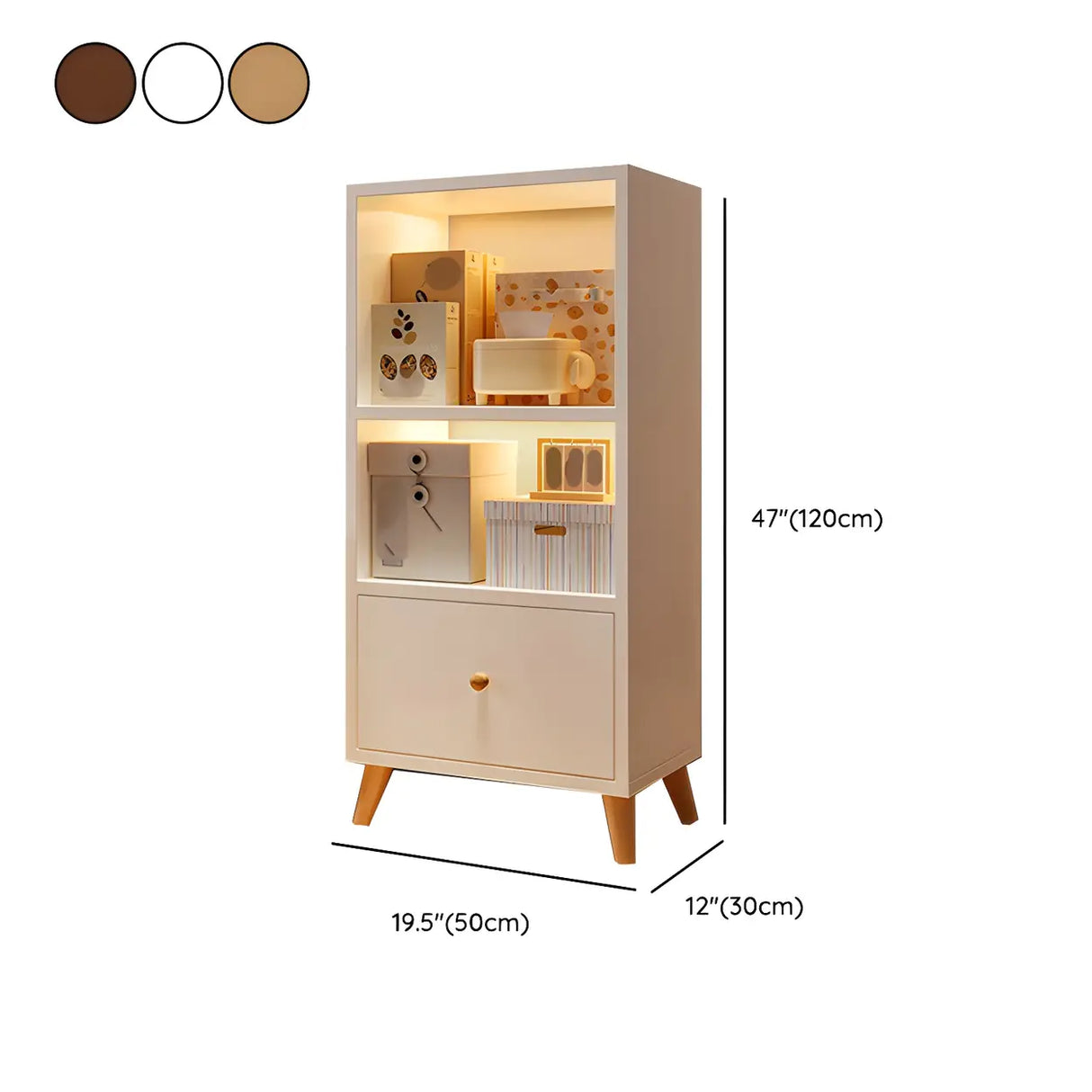 Closed Back Vertical Rustic Wooden Storage Bookcase Image - 24