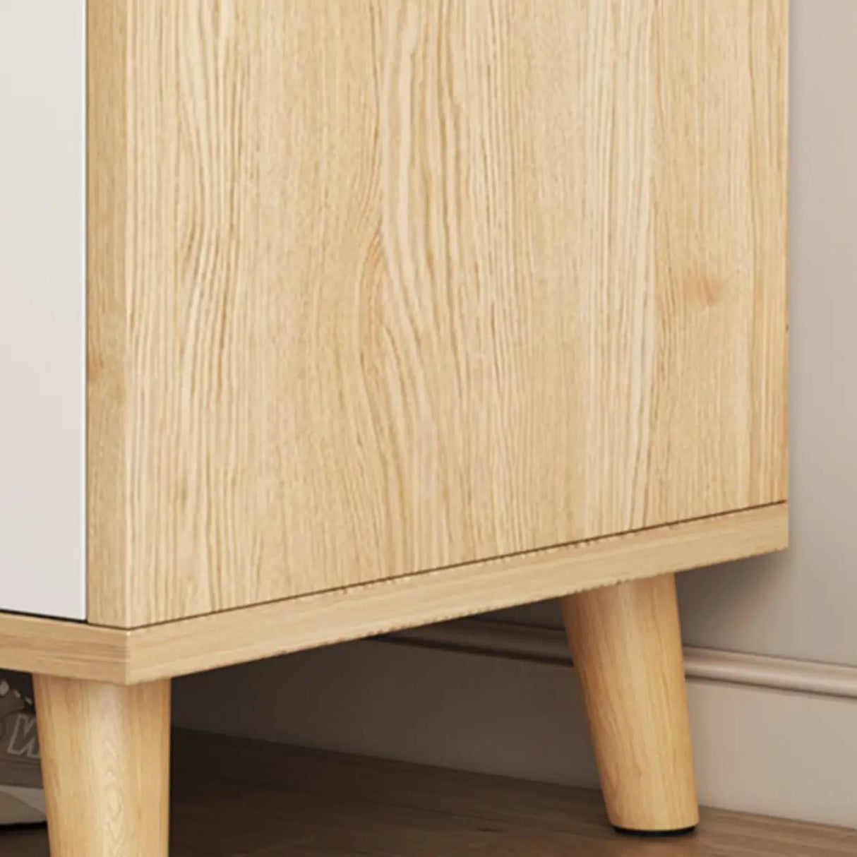 Closed Back Wood Entryway Beige Large Shoe Cabinet Image - 19