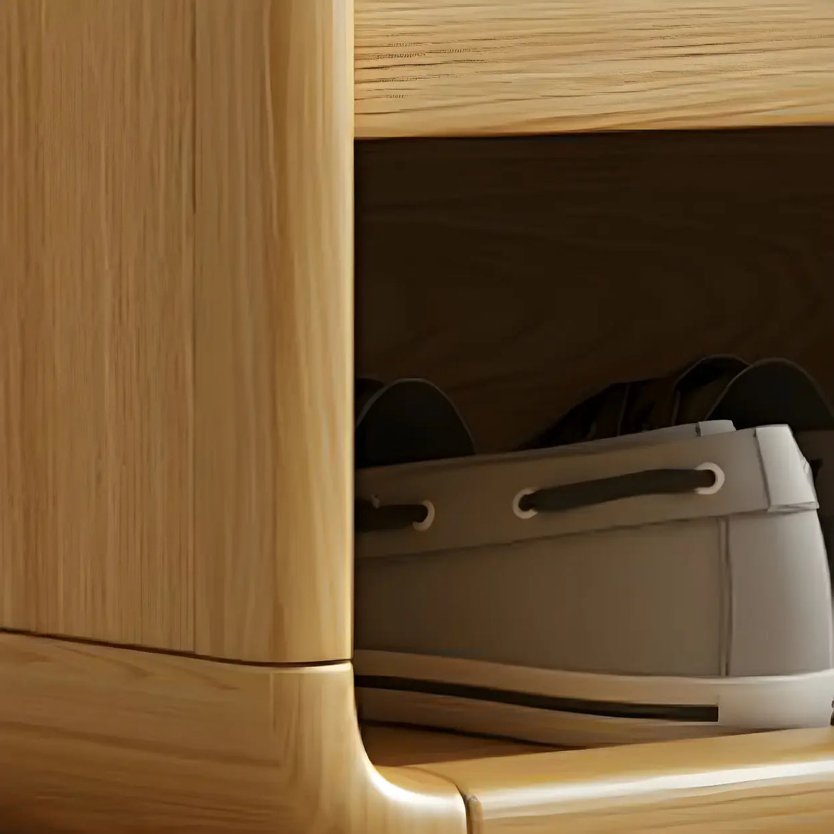 Closed Back Wood Hallway Oak Shoe Storage with Drawers Image - 15