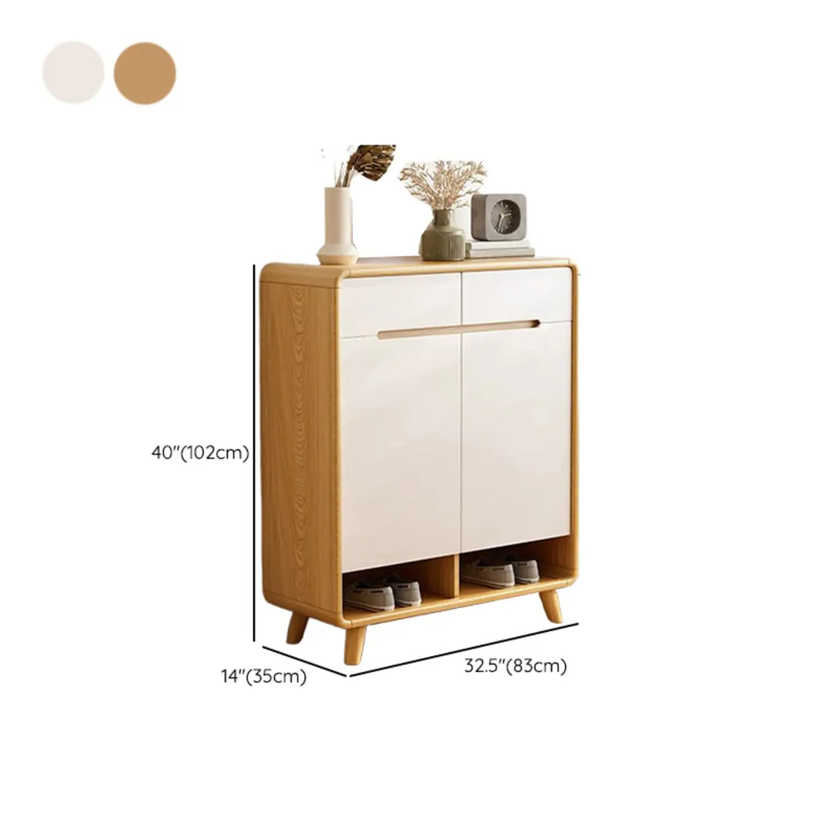 Closed Back Wood Hallway Oak Shoe Storage with Drawers