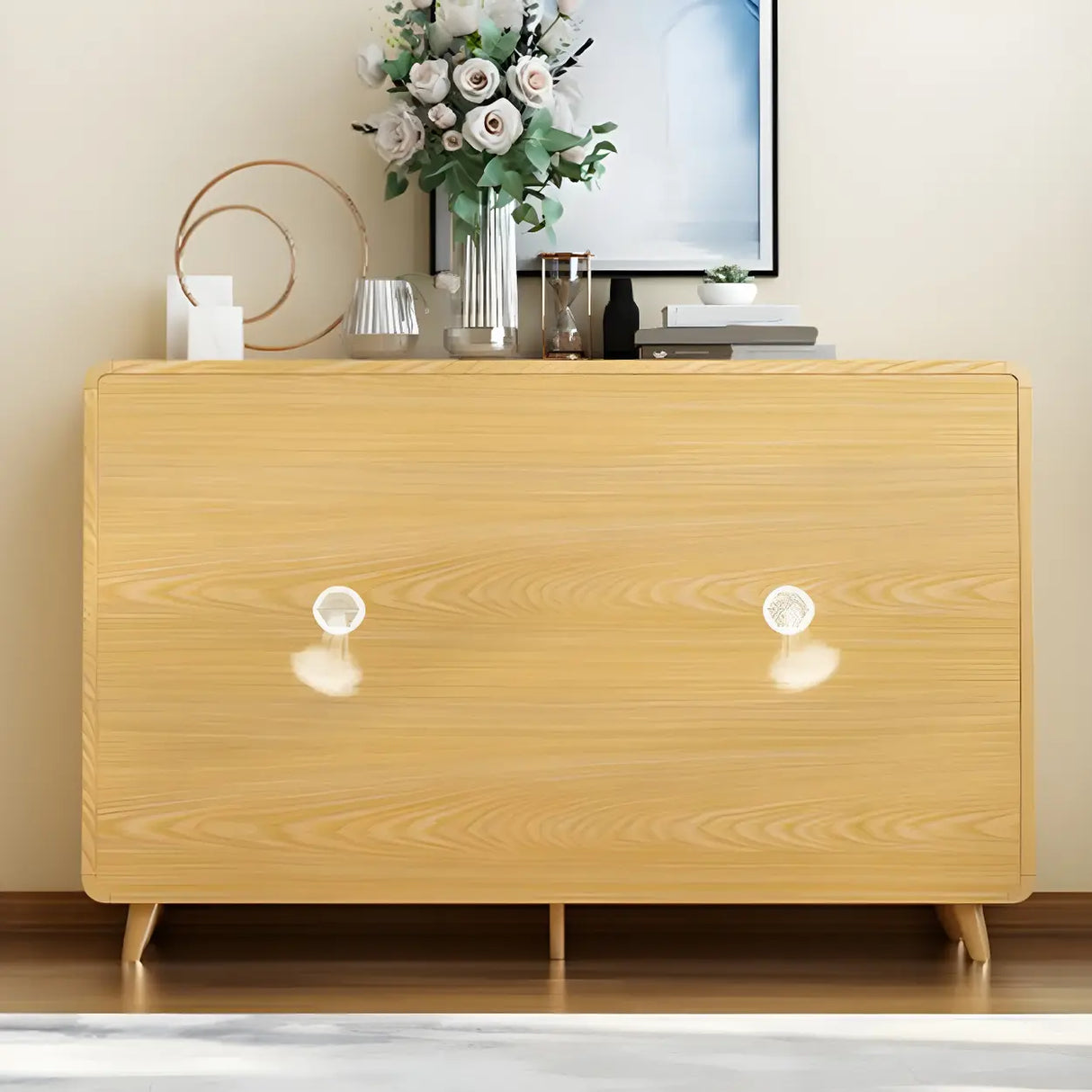 Closed Back Wood Hallway Oak Shoe Storage with Drawers Image - 5