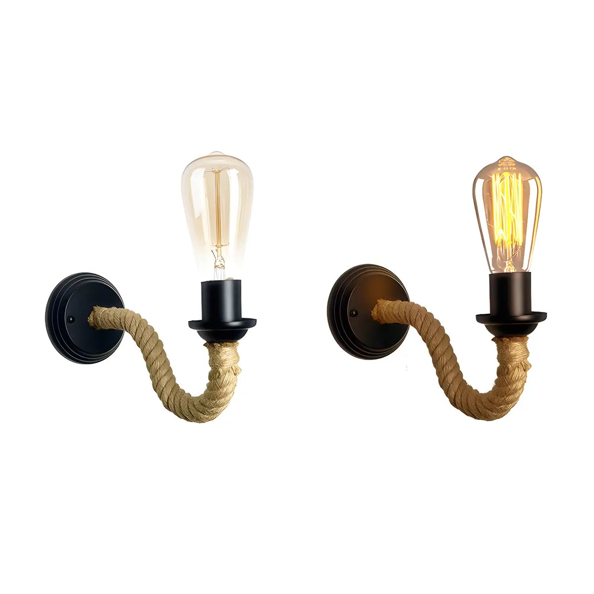 Coastal Curve Rope Metal Bedroom Black Mini Wall Sconce Image - 10
