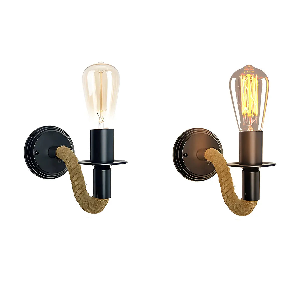 Coastal Curve Rope Metal Bedroom Black Mini Wall Sconce Image - 11