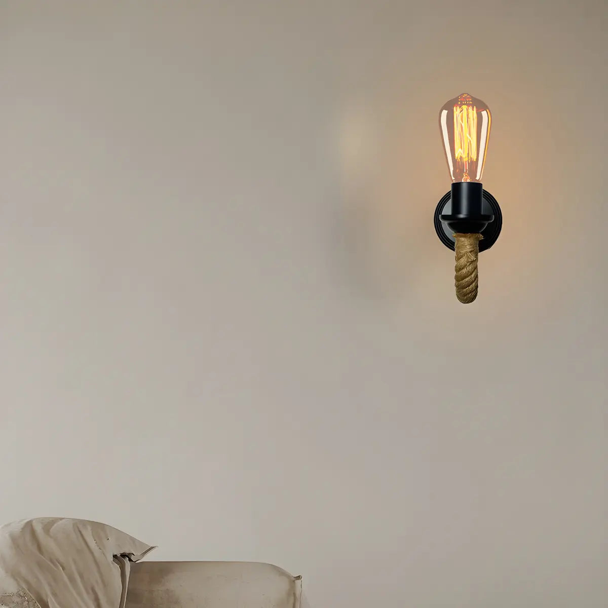 Coastal Curve Rope Metal Bedroom Black Mini Wall Sconce Image - 12