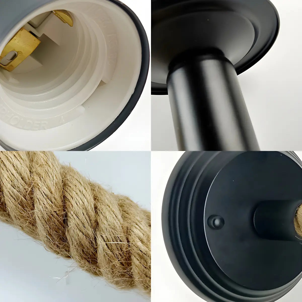 Coastal Curve Rope Metal Bedroom Black Mini Wall Sconce Image - 4