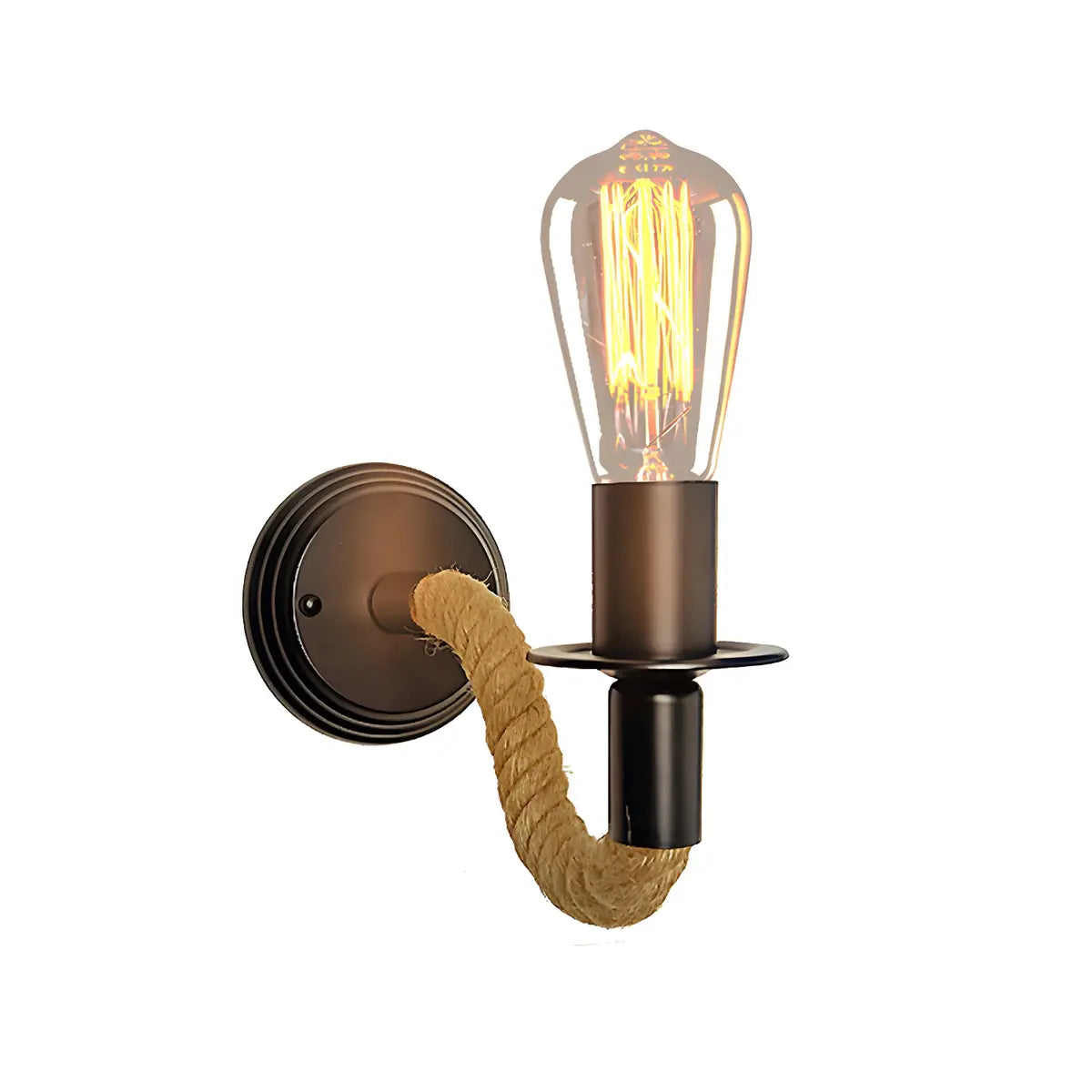 Coastal Curve Rope Metal Bedroom Black Mini Wall Sconce Image - 5