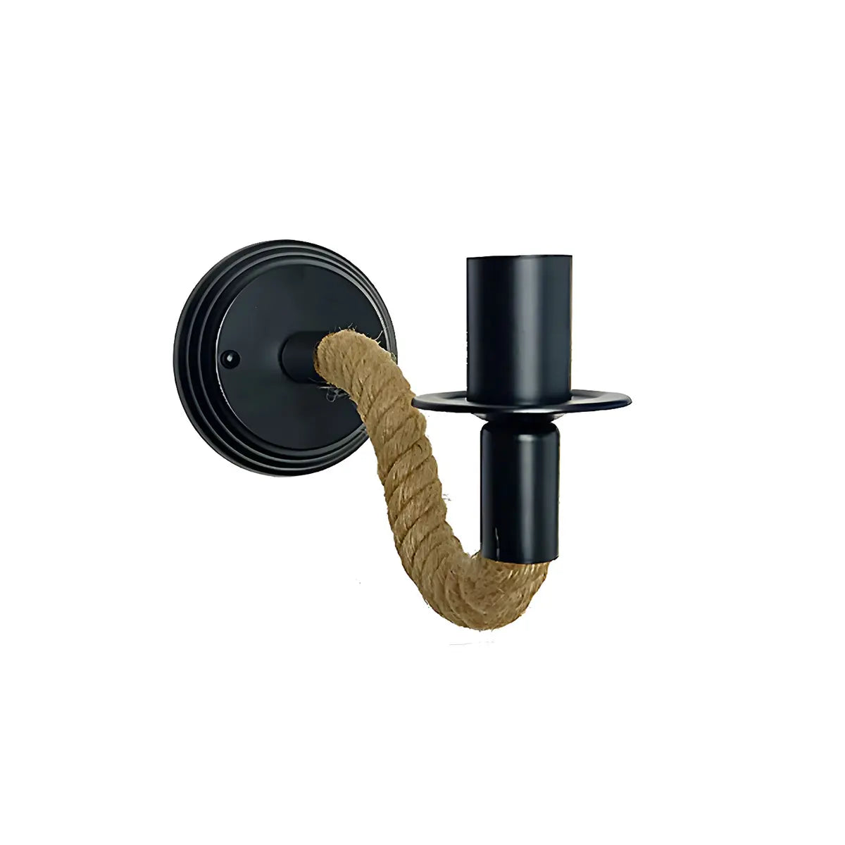 Coastal Curve Rope Metal Bedroom Black Mini Wall Sconce Image - 6