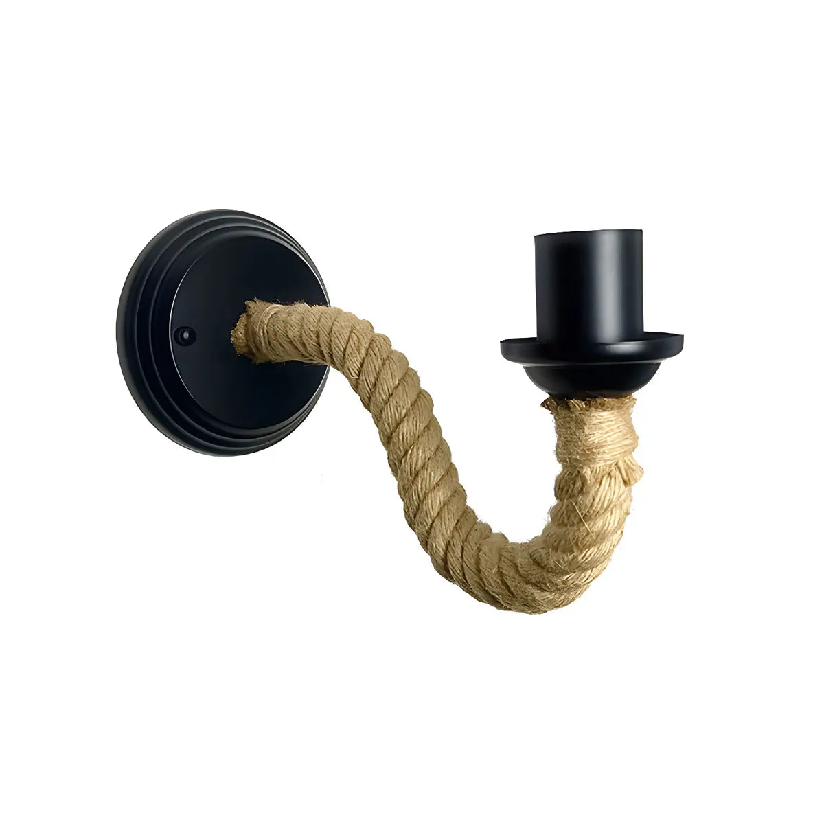 Coastal Curve Rope Metal Bedroom Black Mini Wall Sconce Image - 7