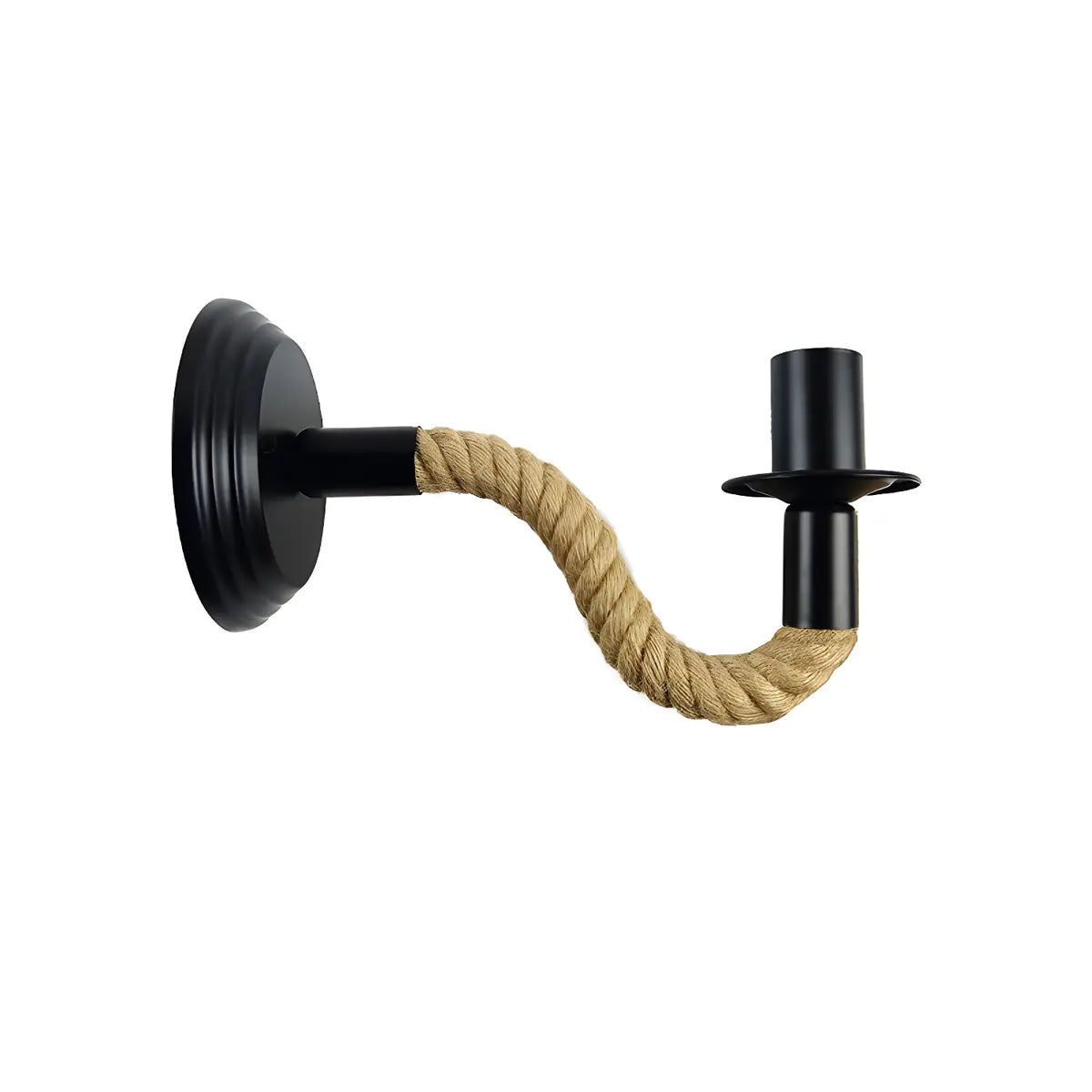 Coastal Curve Rope Metal Bedroom Black Mini Wall Sconce Image - 8