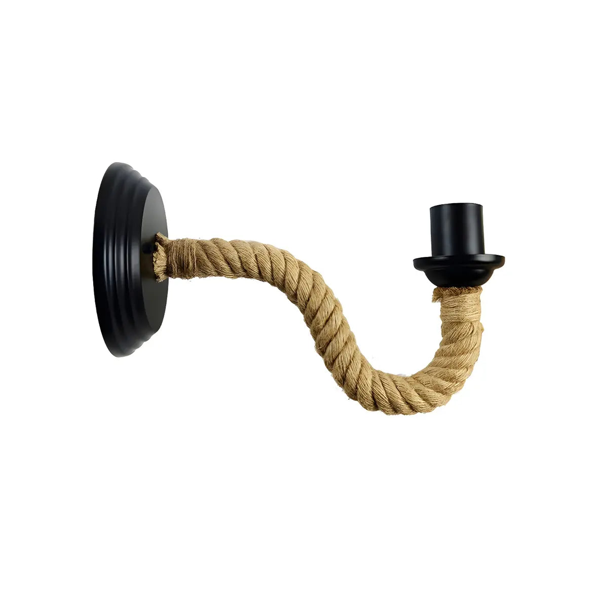 Coastal Curve Rope Metal Bedroom Black Mini Wall Sconce Image - 9