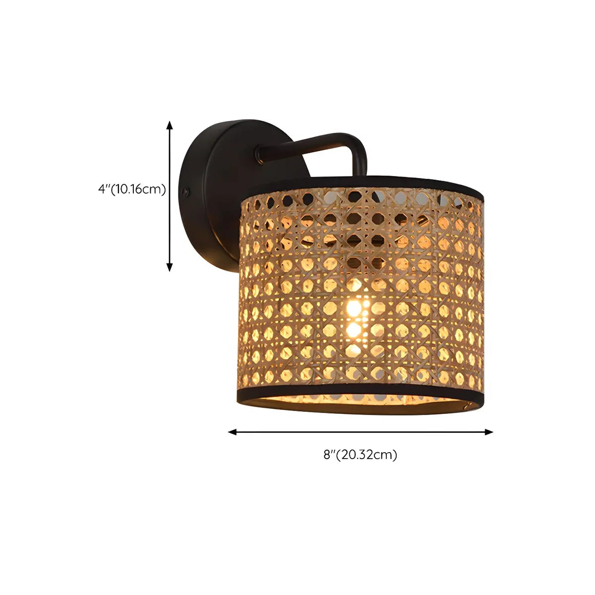 Coastal Cylinder Rattan Living Room Black Wall Sconce