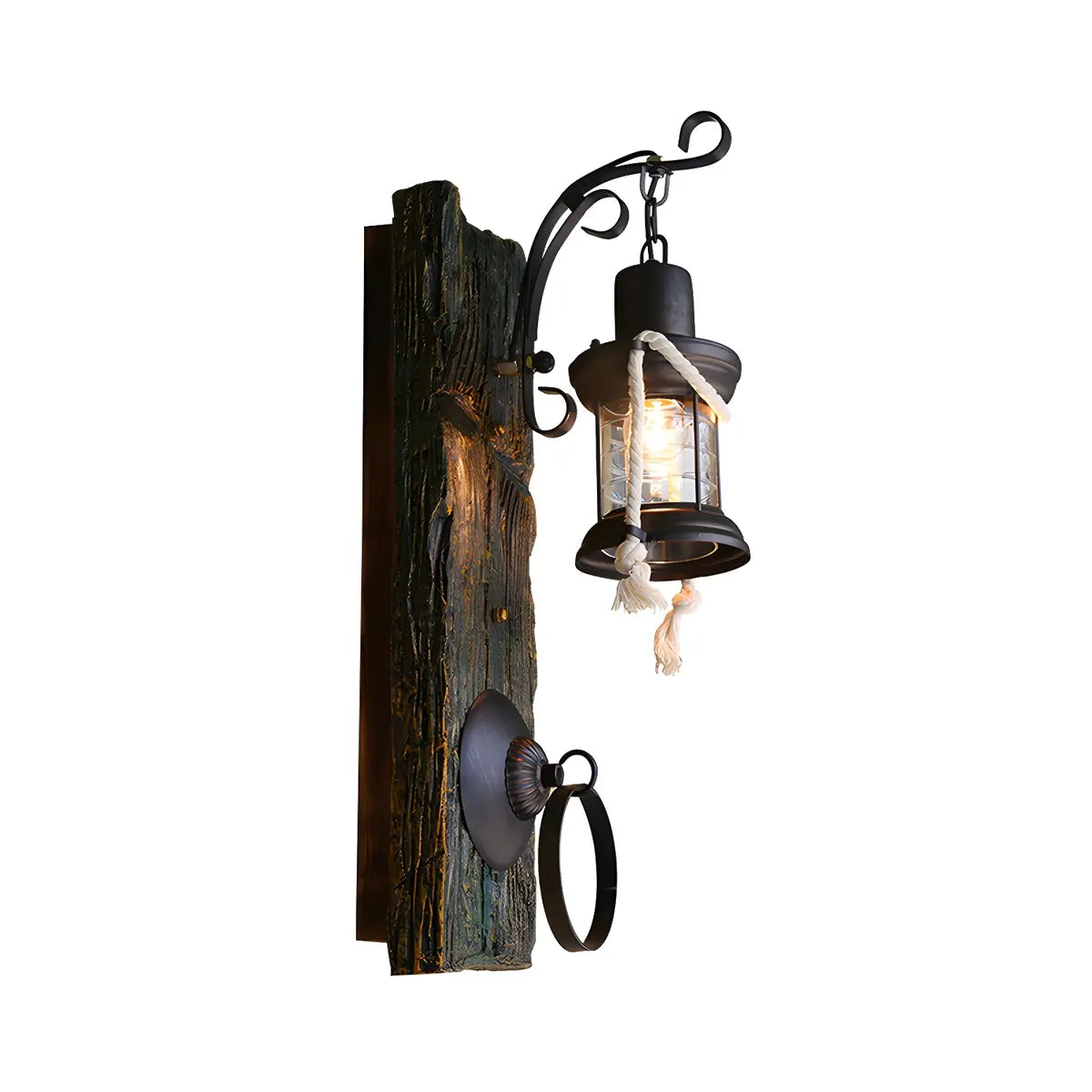 Coastal Lantern Glass Outdoor Black Mini Wall Sconce Image - 3
