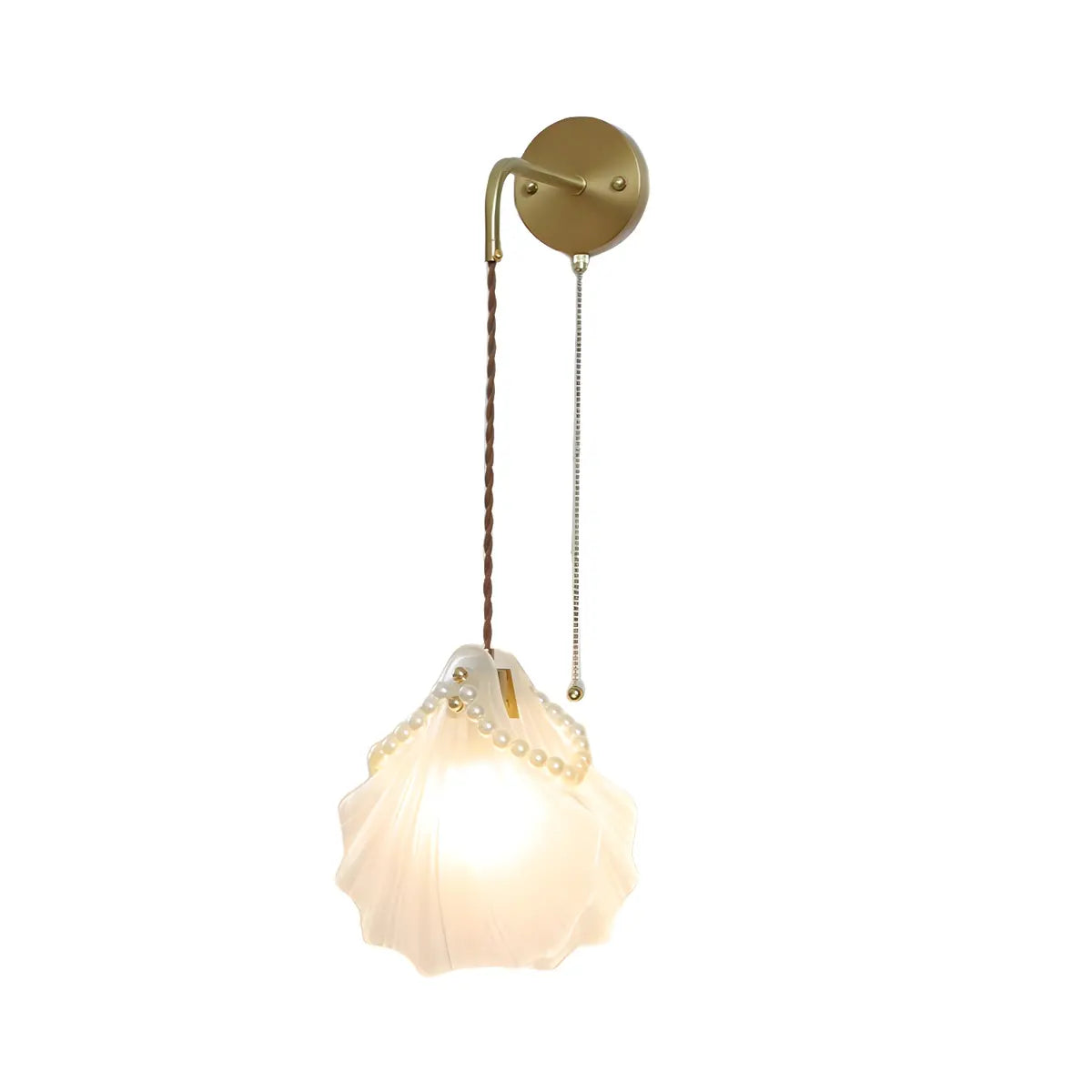 Coastal Shell Gold Frosted Glass Bedroom Gold Wall Sconce Image - 5