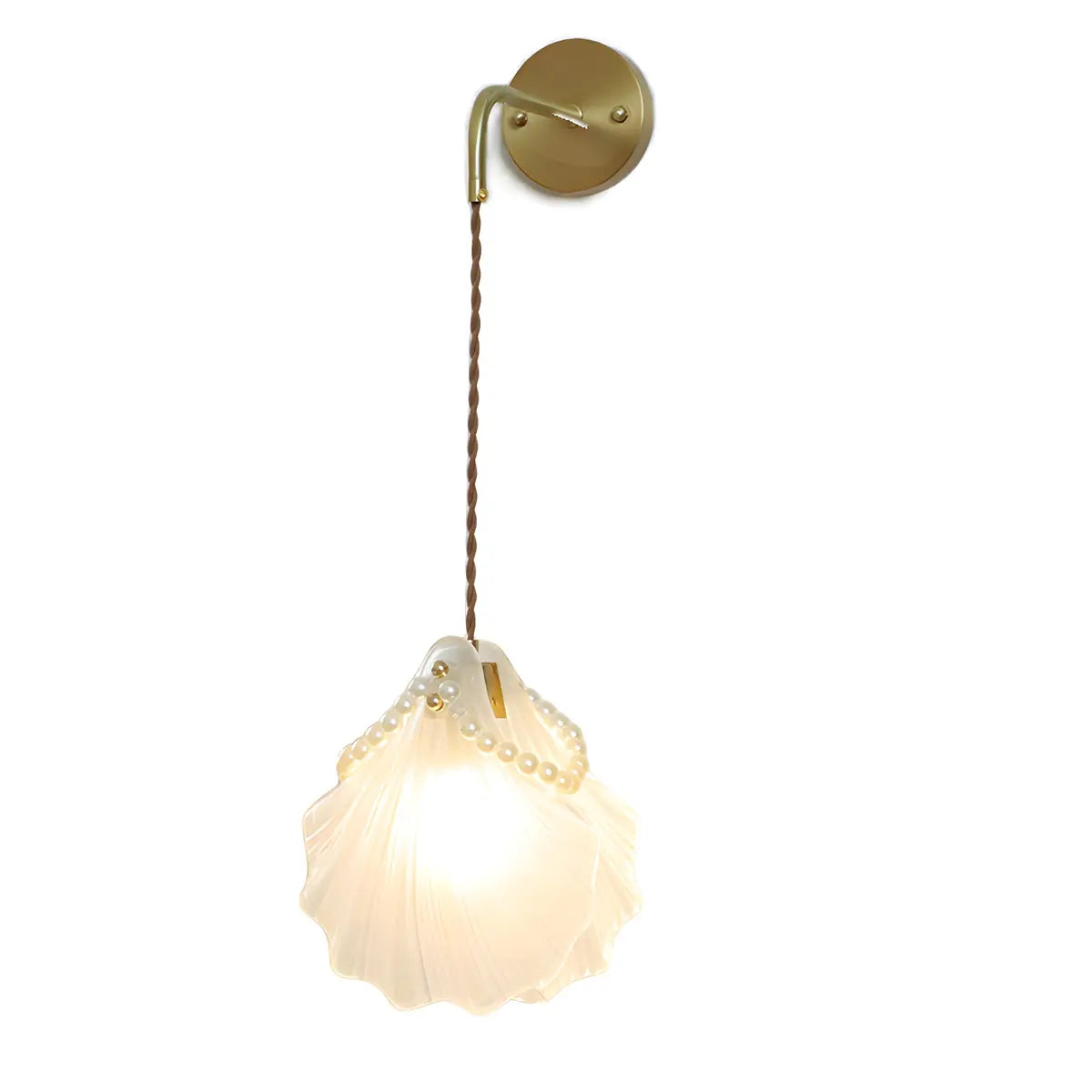 Coastal Shell Gold Frosted Glass Bedroom Gold Wall Sconce Image - 6
