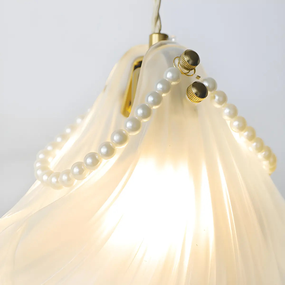 Coastal Shell Gold Frosted Glass Bedroom Gold Wall Sconce Image - 9