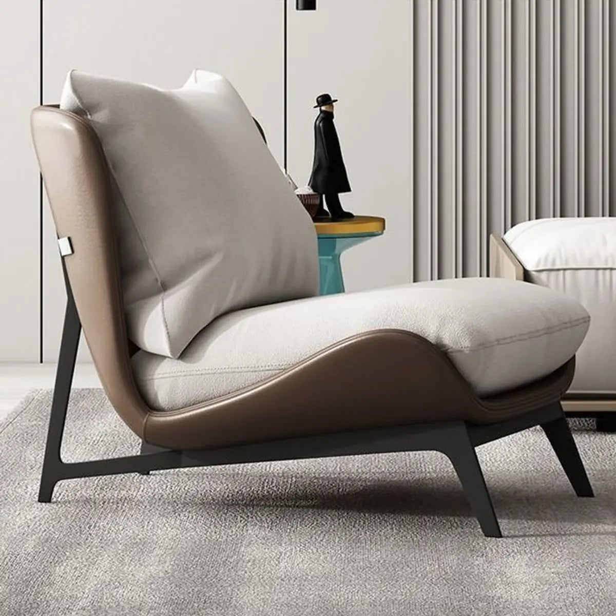 Coffee-Beige Dove Velvet Pillow Back Latex Side Chair Image - 1