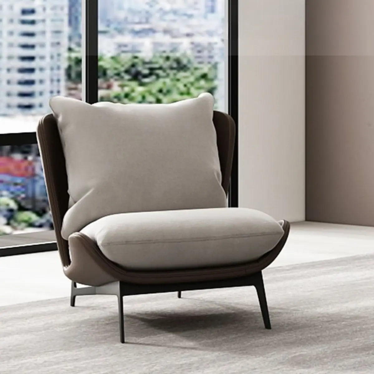 Coffee-Beige Dove Velvet Pillow Back Latex Side Chair Image - 10