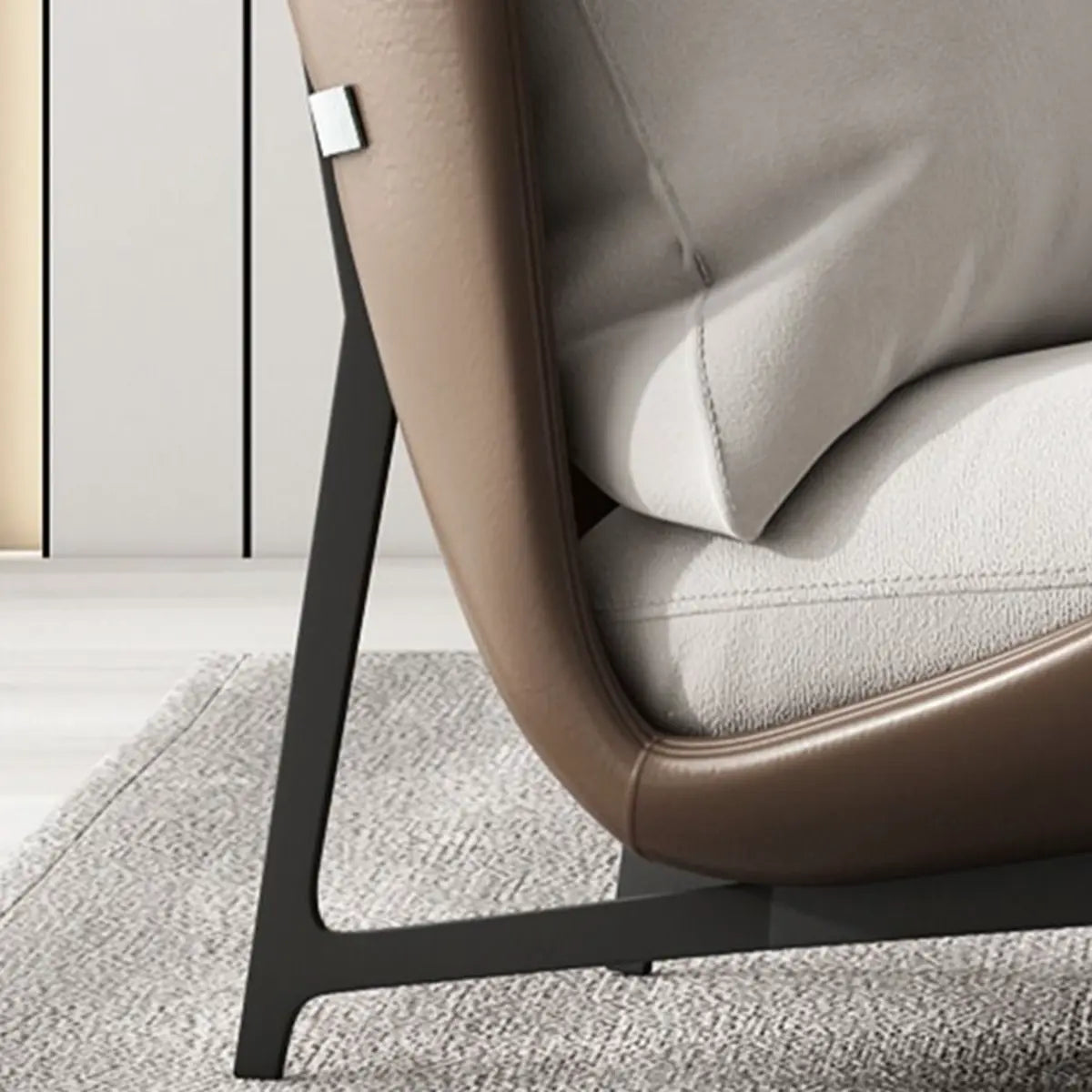 Coffee-Beige Dove Velvet Pillow Back Latex Side Chair Image - 17