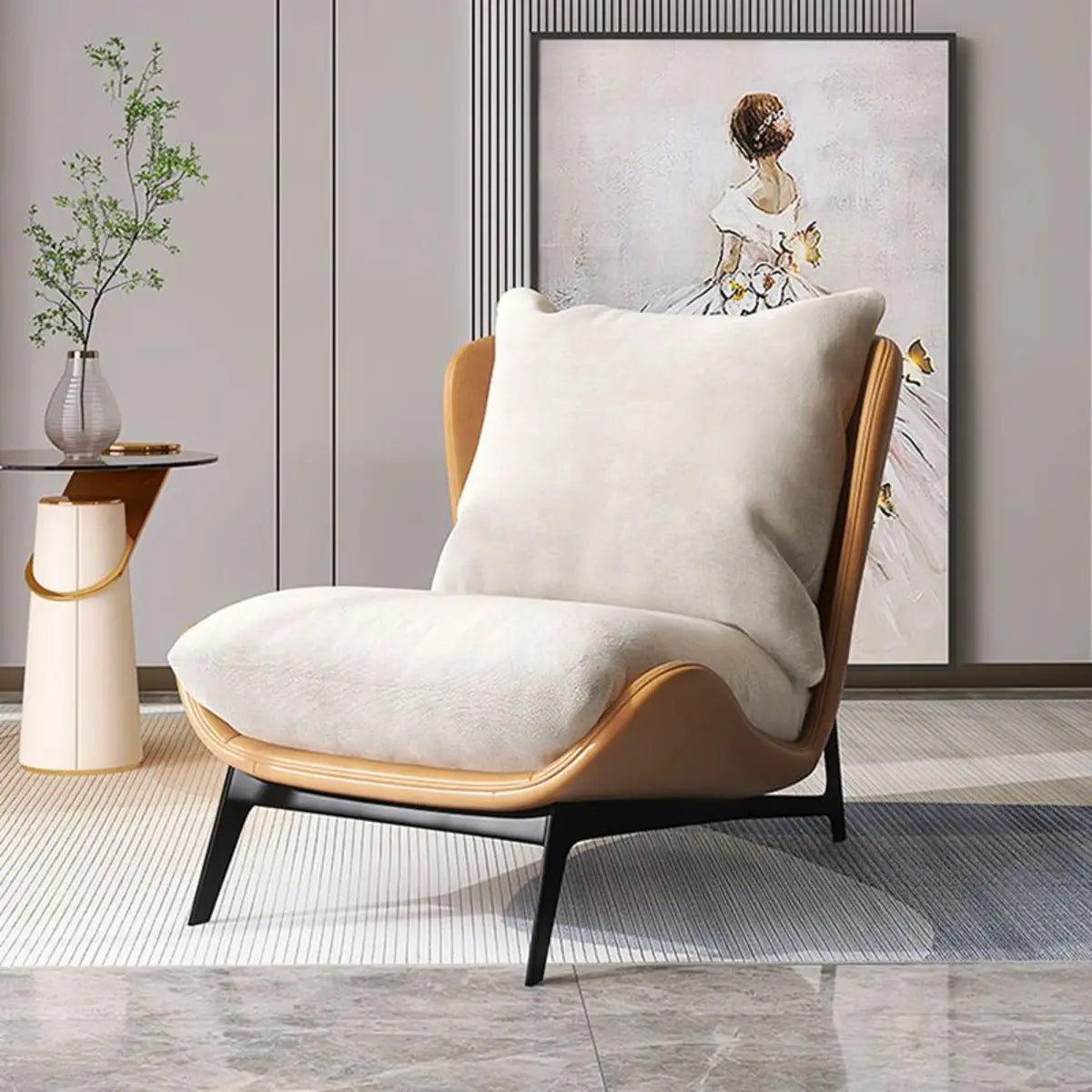 Coffee-Beige Dove Velvet Pillow Back Latex Side Chair Image - 7