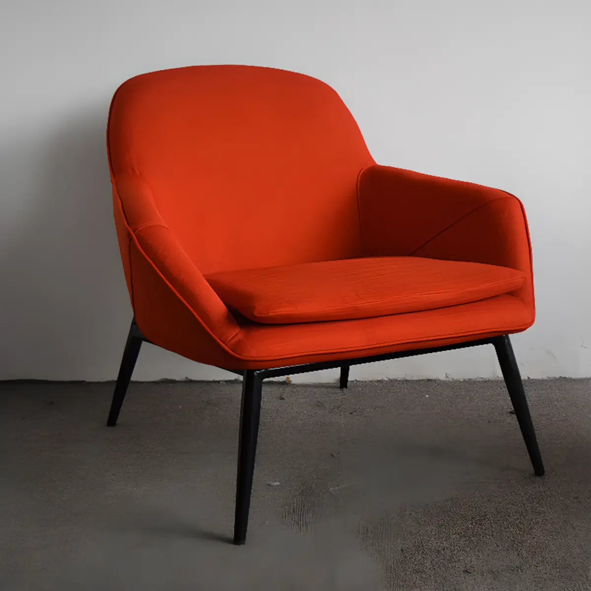 Coffee Leather Sloped Arms Fixed Back Arm Chair Image - 15