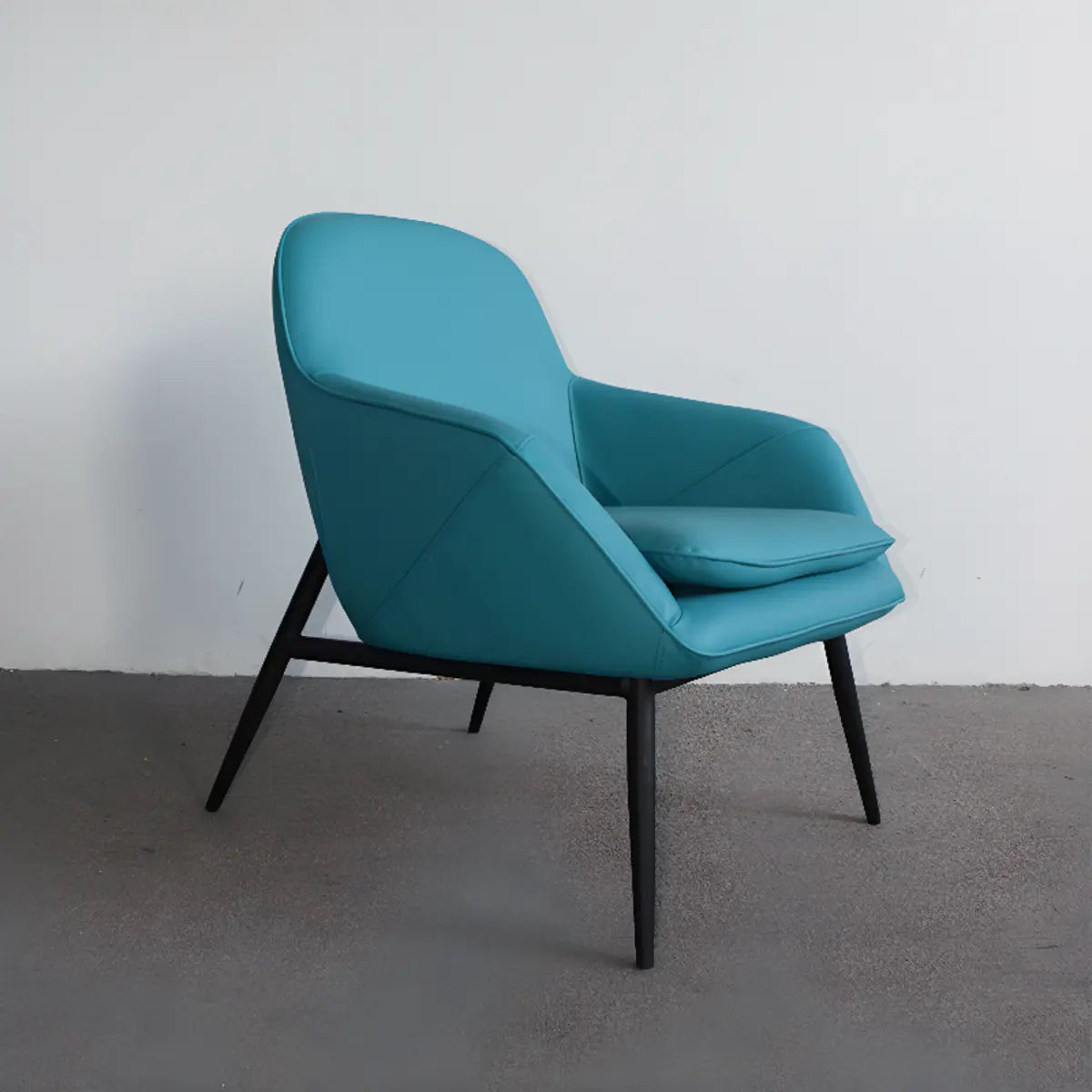 Coffee Leather Sloped Arms Fixed Back Arm Chair Image - 16