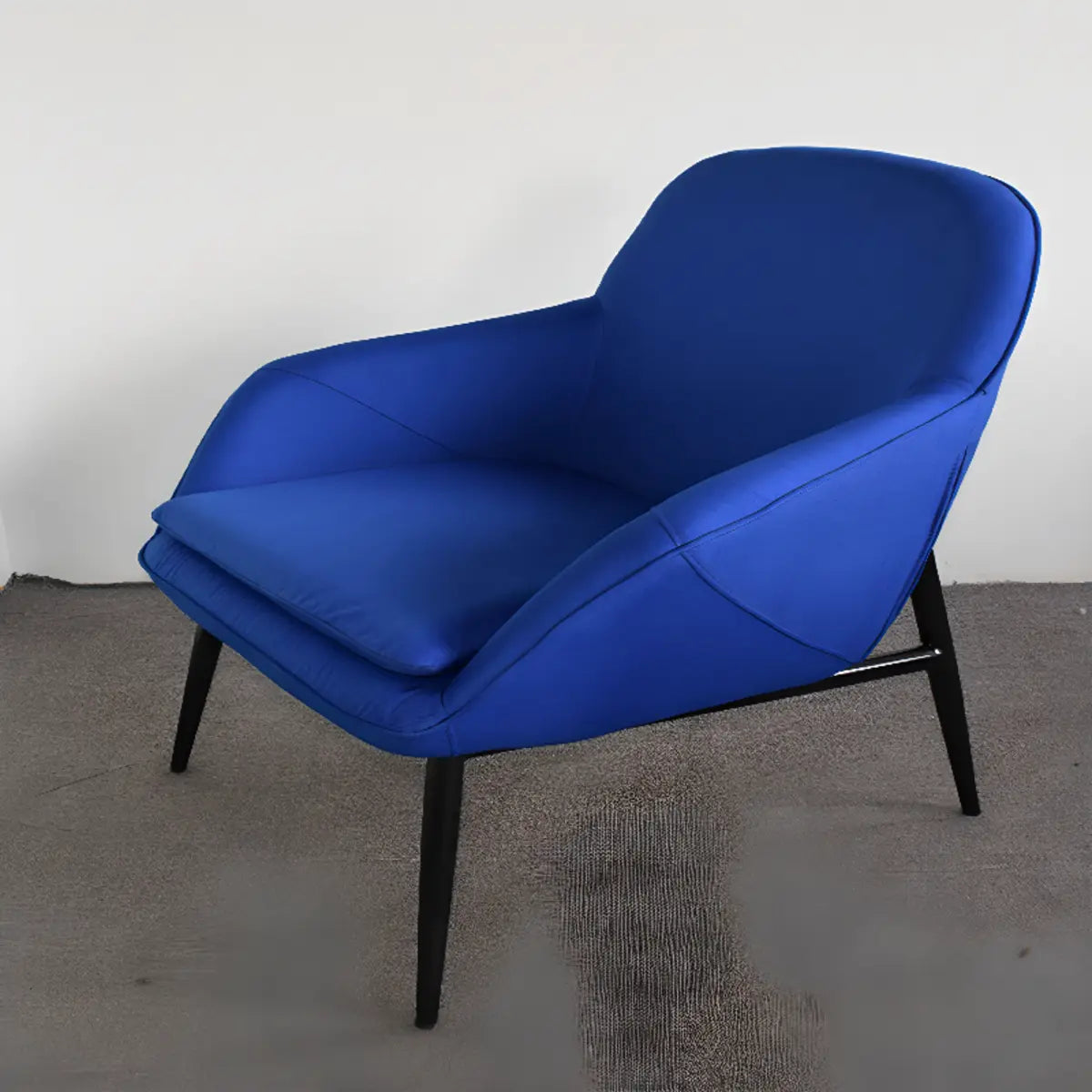 Coffee Leather Sloped Arms Fixed Back Arm Chair Image - 17