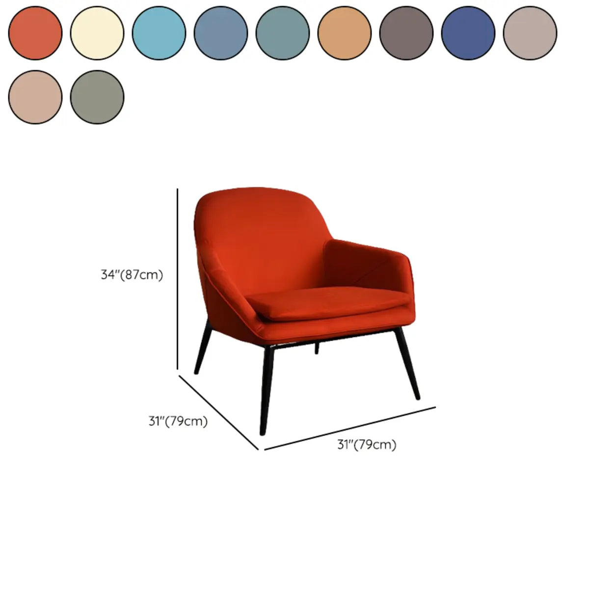 Coffee Leather Sloped Arms Fixed Back Arm Chair Image - 19