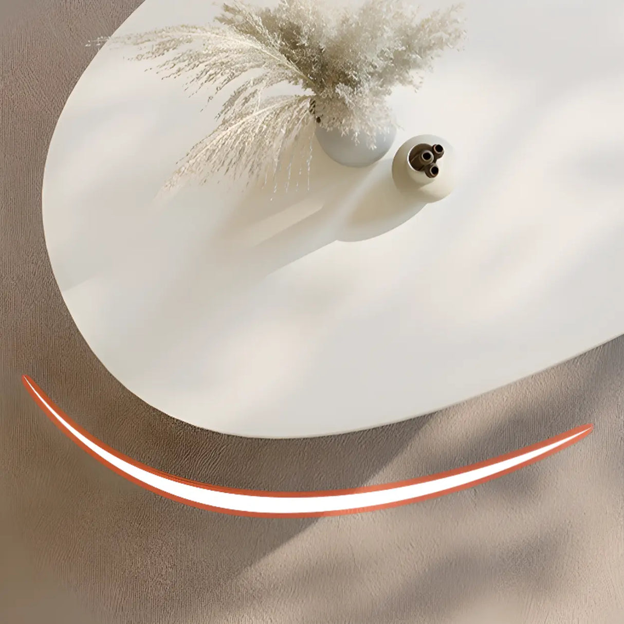 Coffee White Oval Wood Iron Coffee Table with Storage Image - 8