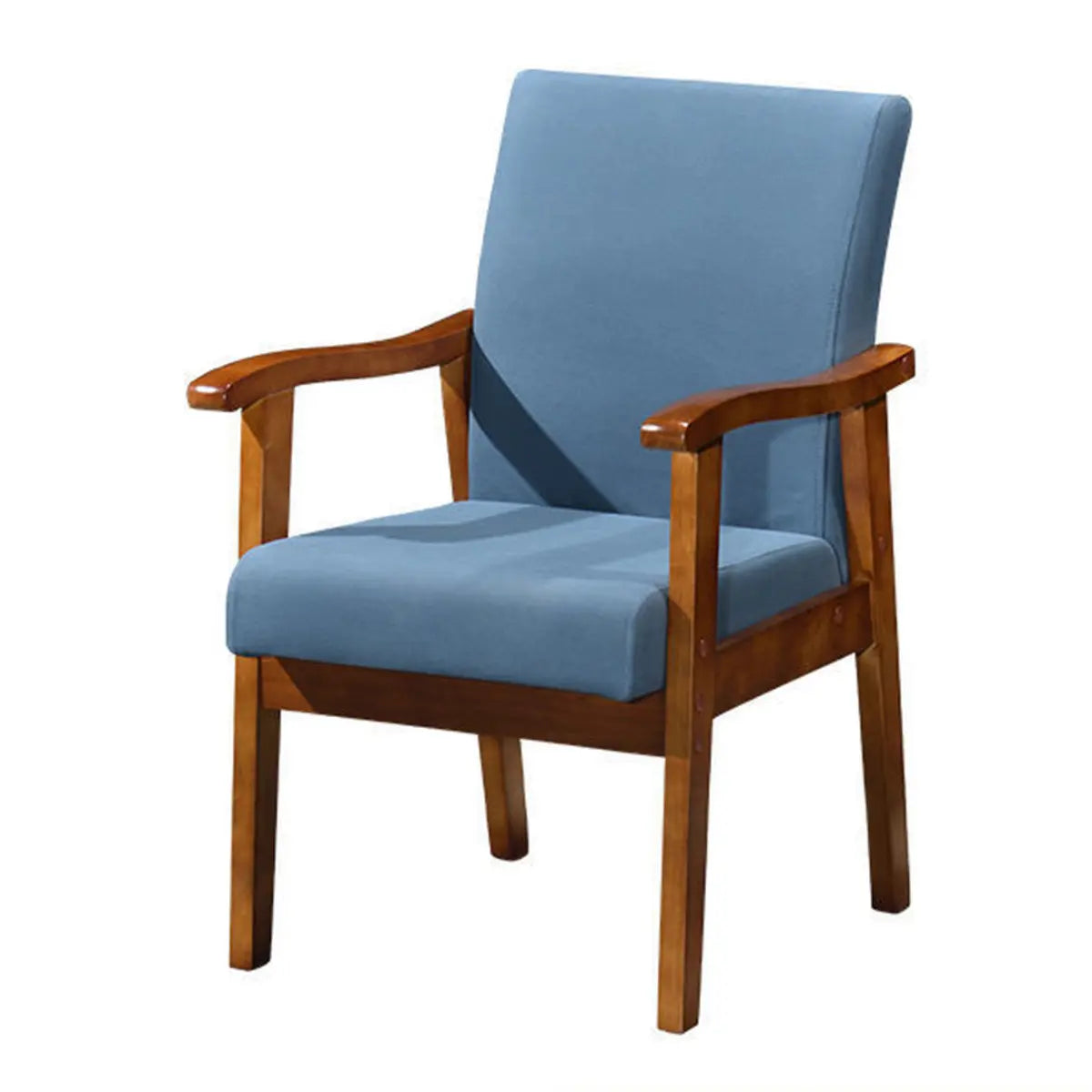 Coffee Wooden Frame Upholstery Armrest Dining Chair Image - 10