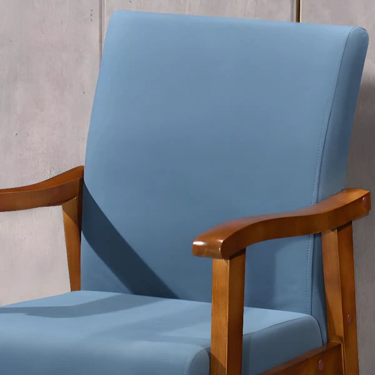 Coffee Wooden Frame Upholstery Armrest Dining Chair Image - 12