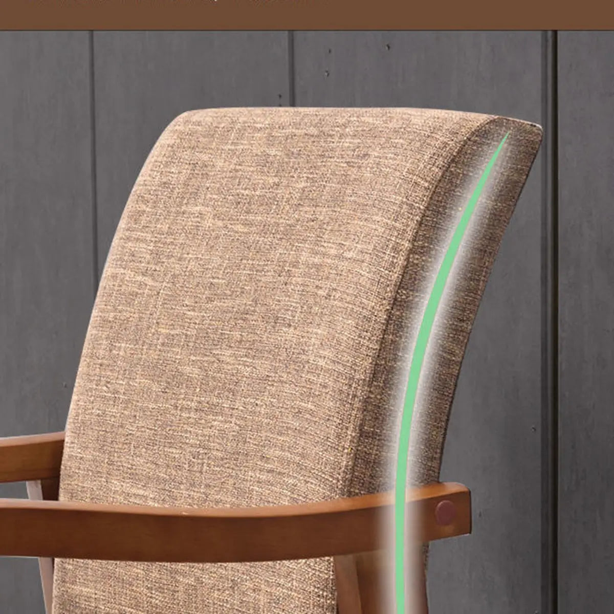 Coffee Wooden Frame Upholstery Armrest Dining Chair Image - 3